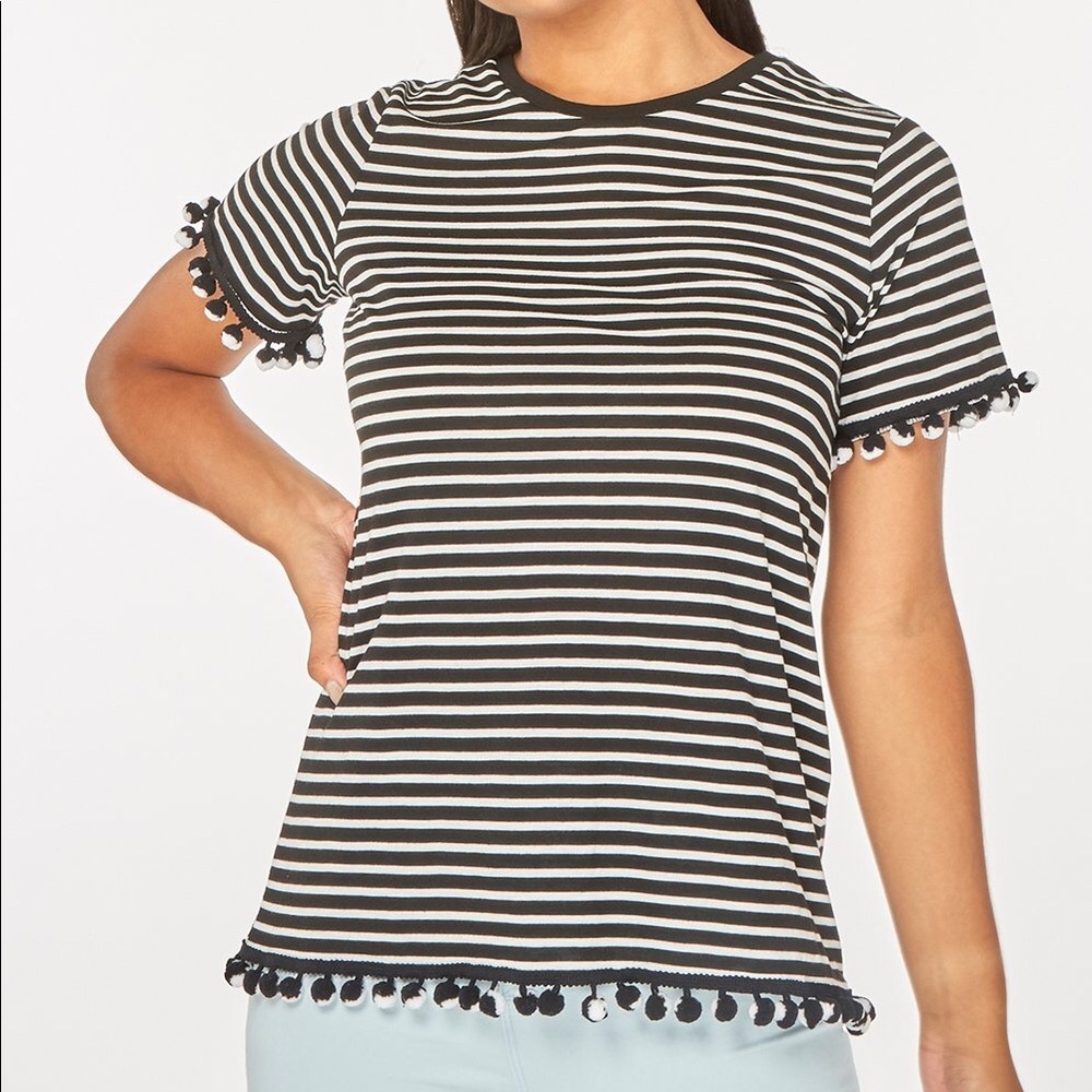Pom Pom Striped Tee Shirt
